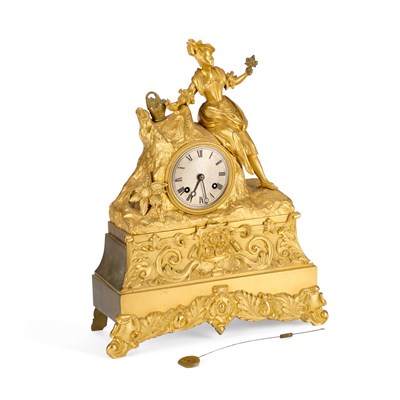 Lot 633 - A 19TH CENTURY FRENCH ORMOLU MANTEL CLOCK