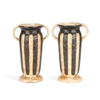 Lot 60 - A PAIR OF ART DECO TWO-HANDLED POTTERY VASES