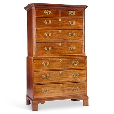 Lot 770 - A GEORGE III MAHOGANY CHEST ON CHEST