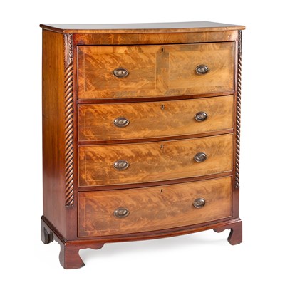 Lot 725 - A 19TH CENTURY MAHOGANY BOW-FRONT SECRETAIRE CHEST
