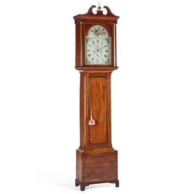 Lot 706 - AN EARLY 19TH CENTURY SCOTTISH INLAID MAHOGANY EIGHT-DAY LONGCASE CLOCK
