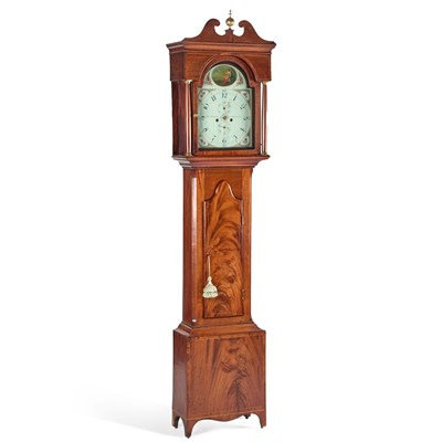 Lot 707 - A 19TH CENTURY MAHOGANY EIGHT-DAY LONGCASE CLOCK