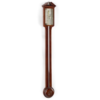 Lot 700 - AN EARLY 19TH CENTURY INLAID MAHOGANY STICK BAROMETER