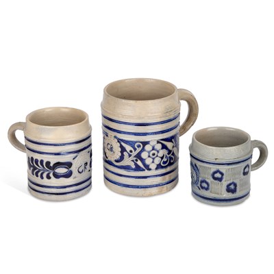 Lot 28 - THREE WESTERWALD STONEWARE MUGS