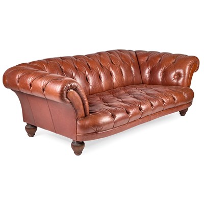 Lot 702 - A LARGE TETRAD OSKAR BROWN LEATHER CHESTERFIELD SOFA