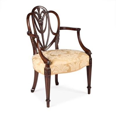 Lot 657 - A SHERATON REVIVAL MAHOGANY ELBOW CHAIR