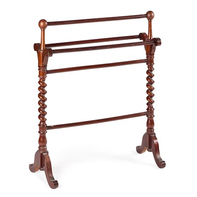 Lot 658 - A VICTORIAN STYLE MAHOGANY TOWEL RAIL