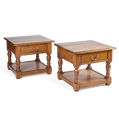 Lot 668 - A PAIR OF PERIOD STYLE OAK SIDE TABLES