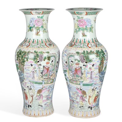 Lot 45 - A PAIR OF CHINESE FAMILLE ROSE PORCELAIN FLOOR VASES
