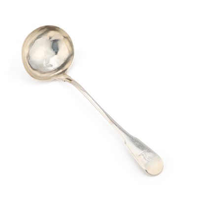 Lot 348 - A GEORGE III SILVER SOUP LADLE
