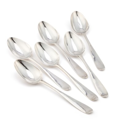 Lot 200 - NEWCASTLE: A SET OF SIX GEORGE III SILVER TABLESPOONS