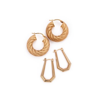 Lot 417 - TWO PAIRS OF HOOP EARRINGS