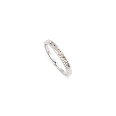 Lot 469 - A 9 CARAT GOLD DIAMOND HALF HOOP RING
