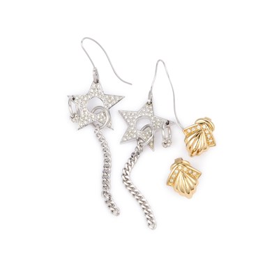 Lot 374 - CHRISTIAN DIOR, TWO PAIRS OF WHITE PASTE EARRINGS