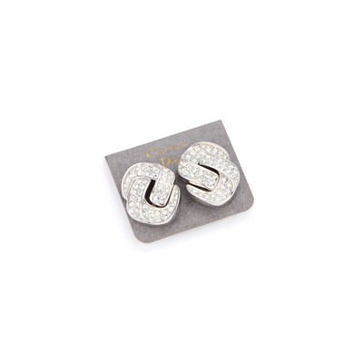Lot 375 - CHRISTIAN DIOR, A PAIR OF WHITE PASTE CLIP EARRINGS