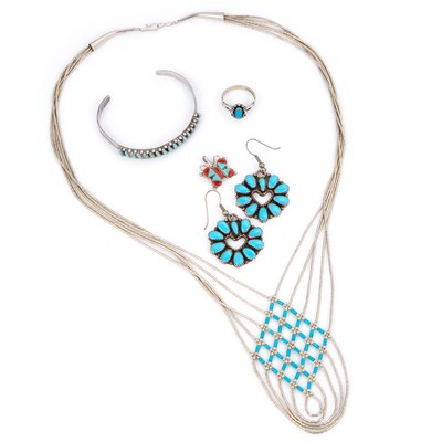 Lot 445 - A GROUP OF NATIVE AMERICAN JEWELLERY