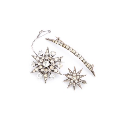 Lot 492 - THREE PASTE-SET BROOCHES