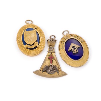 Lot 2 - THREE SILVER-GILT MASONIC COLLAR JEWELS
