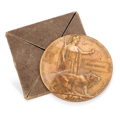 Lot 28 - A FIRST WORLD WAR DEATH PLAQUE