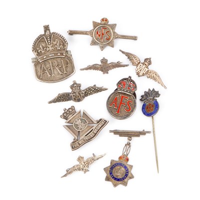 Lot 17 - A GROUP OF SILVER SWEETHEART BROOCHES AND BADGES