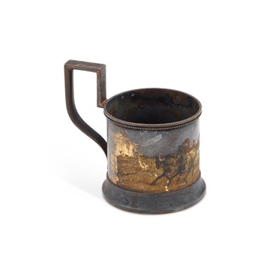 Lot 77 - A RUSSIAN SILVER TEA GLASS HOLDER