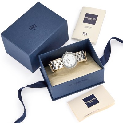 Lot 126 - A STEEL RAYMOND WEIL BRACELET WATCH