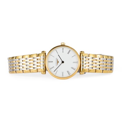Lot 138 - A LADY'S BICOLOUR LONGINES BRACELET WATCH