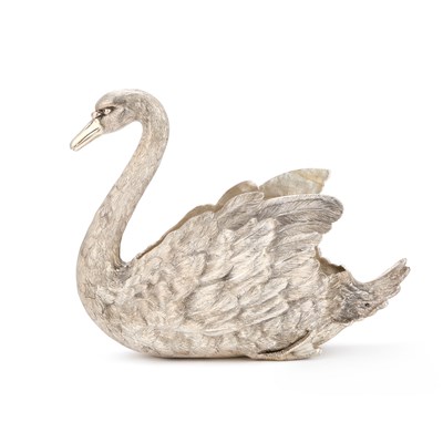 Lot 173 - AN ITALIAN STERLING SILVER SWAN JARDINIÈRE