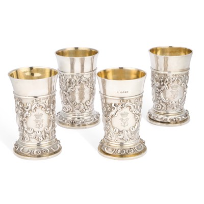 Lot 319 - A SET OF FOUR VICTORIAN SILVER BEAKERS