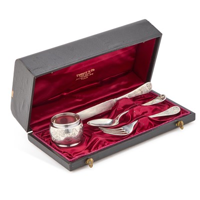 Lot 141 - A 19TH CENTURY AMERICAN STERLING SILVER CHRISTENING SET