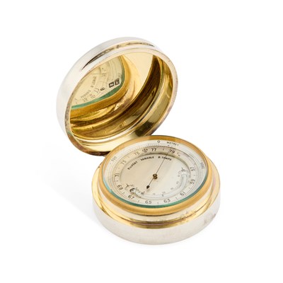 Lot 258 - AN EDWARDIAN SILVER-CASED TRAVELLING BAROMETER