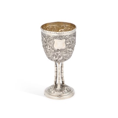 Lot 145 - A LARGE 19TH CENTURY CHINESE SILVER GOBLET