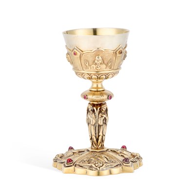Lot 185 - AN ITALIAN SILVER AND PARCEL-GILT CHALICE