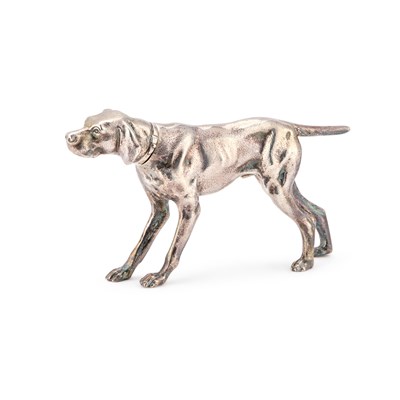 Lot 268 - A LARGE EARLY 20TH CENTURY GERMAN SILVER MODEL OF A DOG