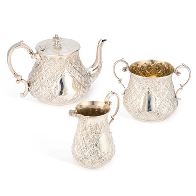Lot 278 - A VICTORIAN SILVER THREE-PIECE TEA SERVICE