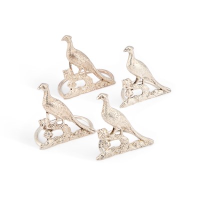 Lot 271 - A SET OF FOUR GEORGE V SILVER MENU HOLDERS
