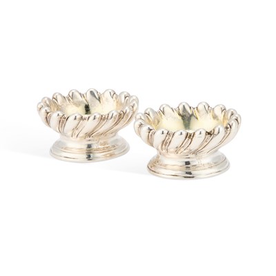 Lot 313 - A GOOD PAIR OF WILLIAM IV CAST SILVER SALTS