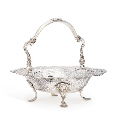 Lot 349 - A GEORGE II SILVER CAKE BASKET