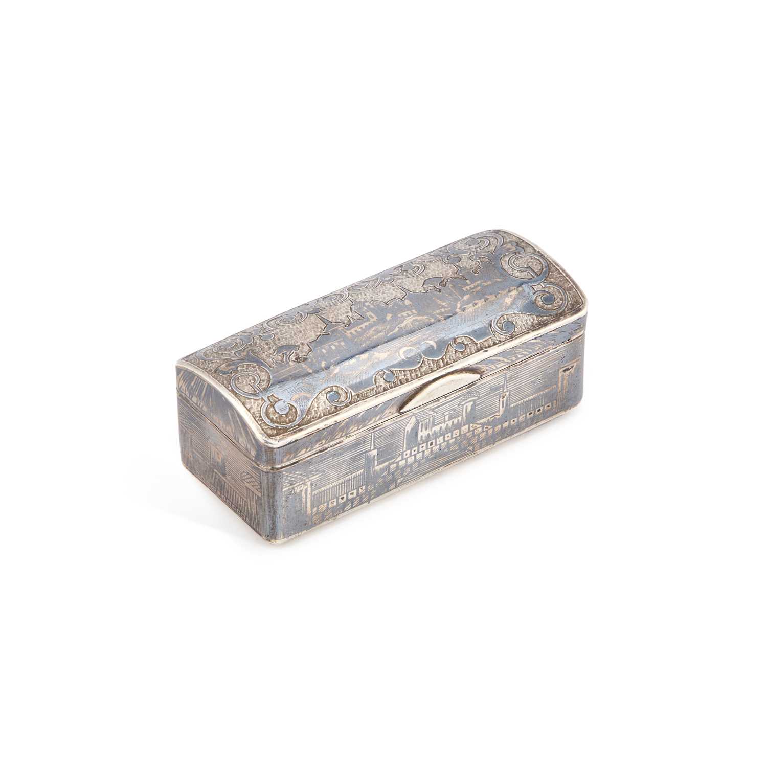 Lot A 19TH CENTURY RUSSIAN SILVER AND NIELLO TABLE SNUFF BOX