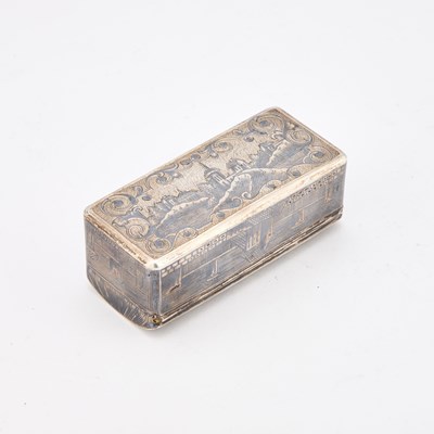 Lot A 19TH CENTURY RUSSIAN SILVER AND NIELLO TABLE SNUFF BOX