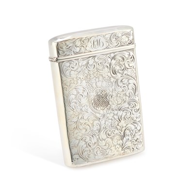 Lot 310 - A VICTORIAN ENGRAVED SILVER ‘CASTLE-TOP’ CHEROOT CASE