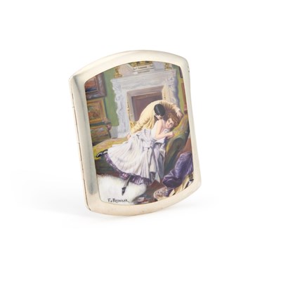 Lot 194 - AN EARLY 20TH CENTURY GERMAN SILVER AND ENAMEL CIGARETTE CASE