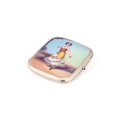 Lot 177 - AN EARLY 20TH CENTURY GERMAN SILVER AND ENAMEL CIGARETTE CASE