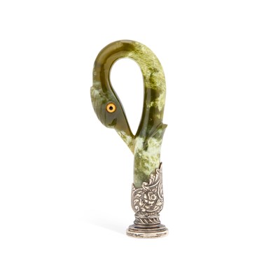 Lot 283 - A VICTORIAN SILVER-MOUNTED HARDSTONE DESK SEAL