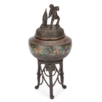 Lot 76 - A 19TH CENTURY CHINESE BRONZE AND ENAMEL KORO