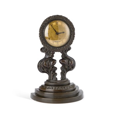 Lot 635 - A 19TH CENTURY BRONZE MANTEL CLOCK