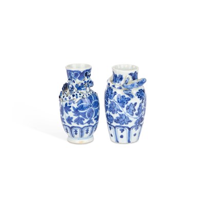Lot 60 - TWO CHINESE BLUE AND WHITE PORCELAIN MINIATURE VASES