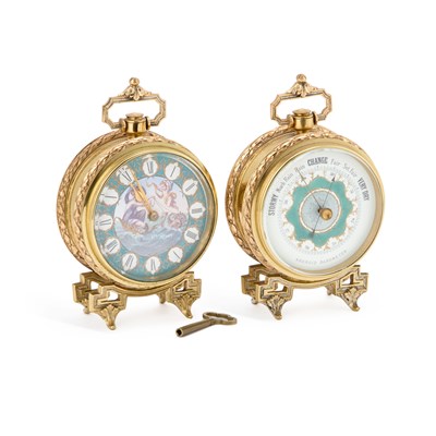 Lot 629 - A FRENCH BRASS-CASED WEATHER STATION