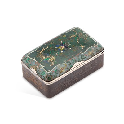 Lot 85 - A JAPANESE IRON, SILVER AND CLOISONNÉ ENAMEL BOX