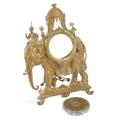 Lot 632 - A 19TH CENTURY ORMOLU ELEPHANT CLOCK CASE